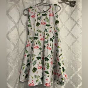 Girls white Flamingo summer play dress, size 4T